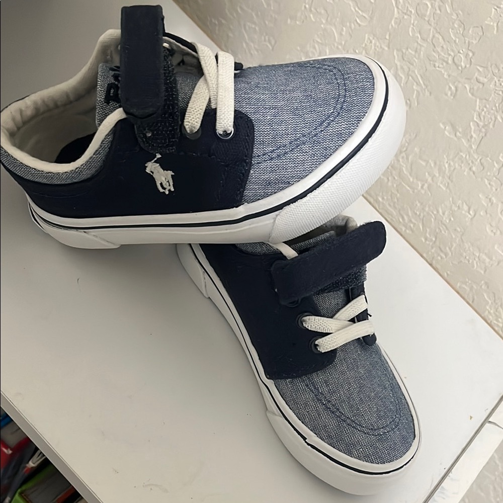TODDLER Polo by Ralph Lauren Blue and White Sneakers with Classic Design
